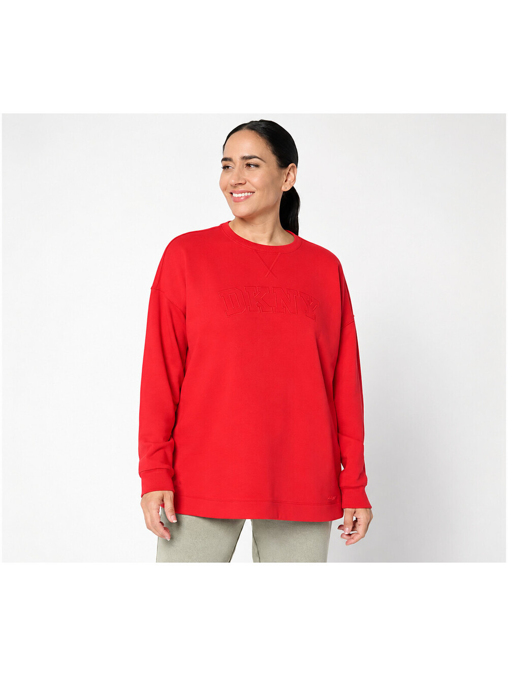 Peace Love World Crew Neck Drop Shoulder Relaxed Fit Sweatshirt Love Red, Small
